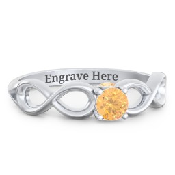 1/4 ct. Round Gemstone Infinity Peek-A-Boo Engagement Ring in 925 Sterling Silver with Citrine