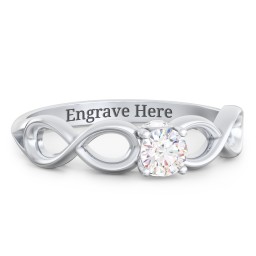 1/4 ct. Round Gemstone Infinity Peek-A-Boo Engagement Ring in 925 Sterling Silver with White Sapphire and Cubic Zirconia