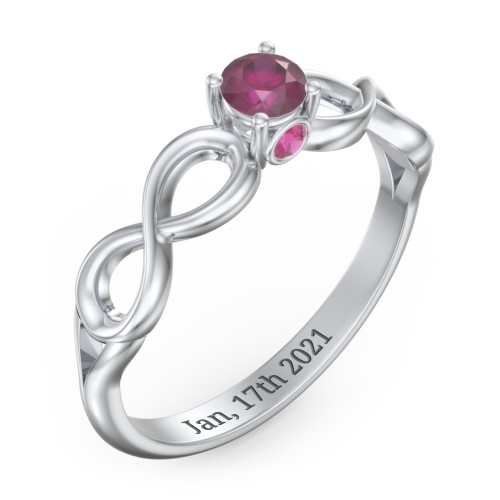 1/4 ct. Round Gemstone Infinity Peek-A-Boo Engagement Ring – Sterling Silver with Ruby