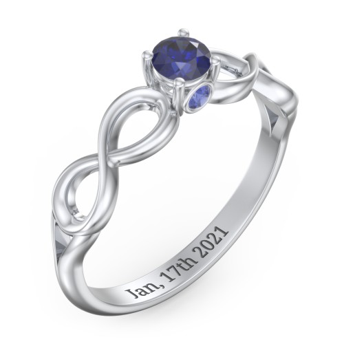 1/4 ct. Round Gemstone Infinity Peek-A-Boo Engagement Ring – Sterling Silver with Blue Sapphire