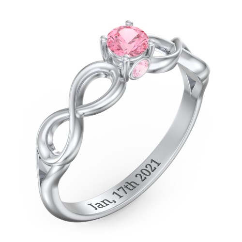1/4 ct. Round Gemstone Infinity Peek-A-Boo Engagement Ring – Sterling Silver with Pink Tourmaline