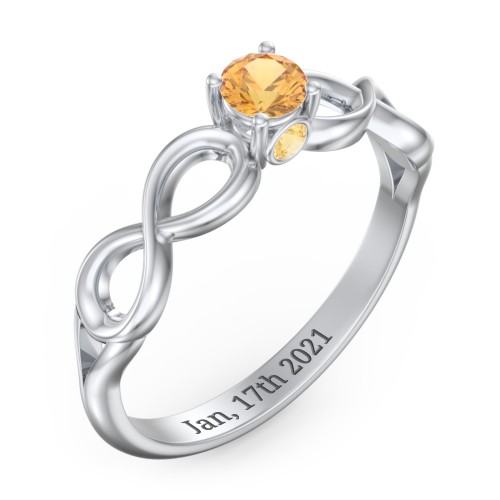 1/4 ct. Round Gemstone Infinity Peek-A-Boo Engagement Ring – Sterling Silver with Citrine