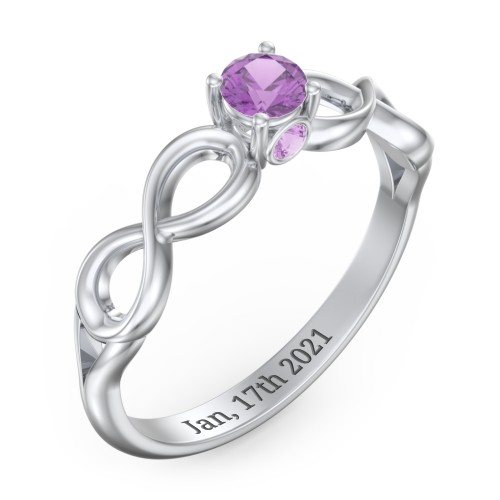 1/4 ct. Round Gemstone Infinity Peek-A-Boo Engagement Ring – Sterling Silver with Amethyst