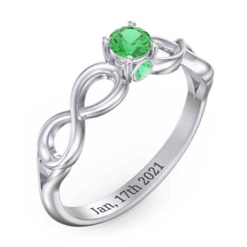 1/4 ct. Round Gemstone Infinity Peek-A-Boo Engagement Ring – Sterling Silver with Emerald