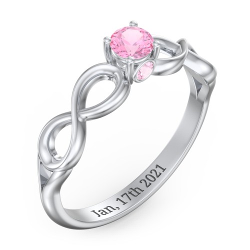 1/4 ct. Round Gemstone Infinity Peek-A-Boo Engagement Ring – Sterling Silver with Pink Tourmaline