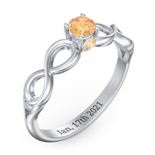 1/4 ct. Round Gemstone Infinity Peek-A-Boo Engagement Ring – Sterling Silver with Citrine