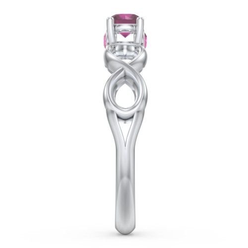 1/4 ct. Round Gemstone Infinity Peek-A-Boo Engagement Ring – Sterling Silver with Ruby