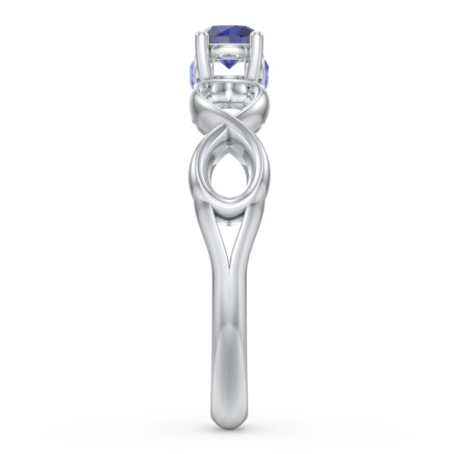 1/4 ct. Round Gemstone Infinity Peek-A-Boo Engagement Ring – Sterling Silver with Blue Sapphire