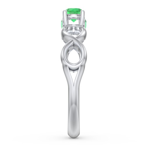 1/4 ct. Round Gemstone Infinity Peek-A-Boo Engagement Ring – Sterling Silver with Emerald