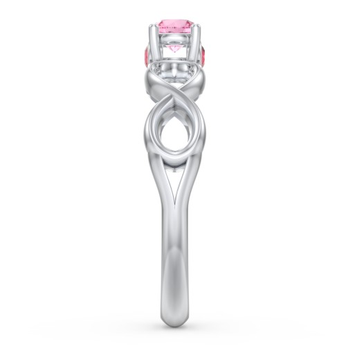 1/4 ct. Round Gemstone Infinity Peek-A-Boo Engagement Ring – Sterling Silver with Pink Tourmaline and Garnet