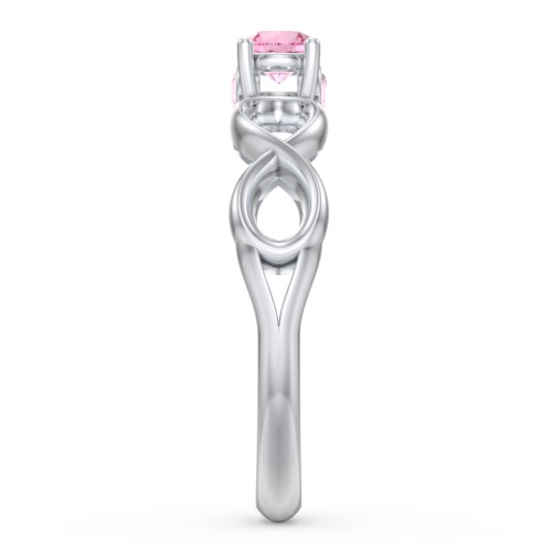 1/4 ct. Round Gemstone Infinity Peek-A-Boo Engagement Ring – Sterling Silver with Pink Tourmaline