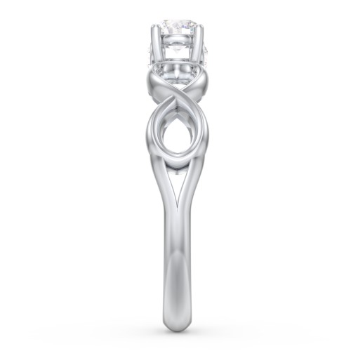 1/4 ct. Round Gemstone Infinity Peek-A-Boo Engagement Ring – Sterling Silver with White Sapphire and Cubic Zirconia
