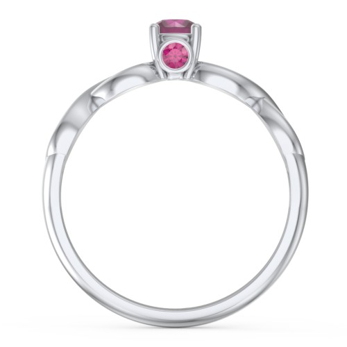 1/4 ct. Round Gemstone Infinity Peek-A-Boo Engagement Ring – Sterling Silver with Ruby