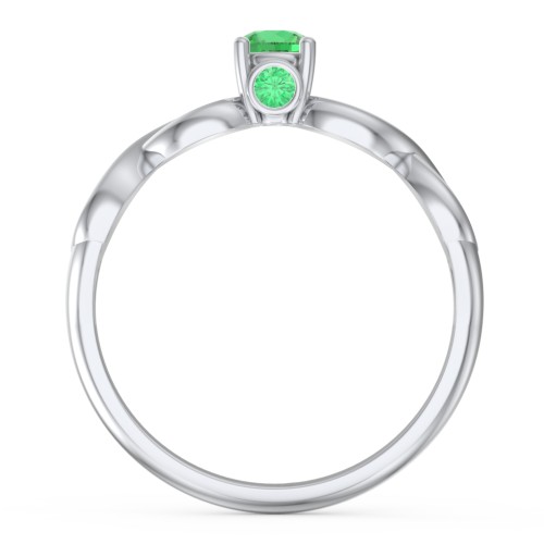 1/4 ct. Round Gemstone Infinity Peek-A-Boo Engagement Ring – Sterling Silver with Emerald