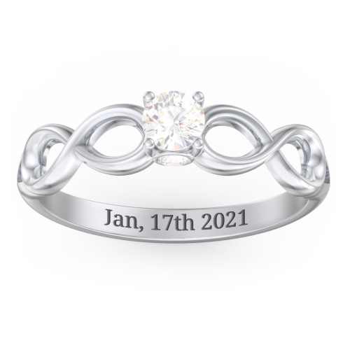 1/4 ct. Round Gemstone Infinity Peek-A-Boo Engagement Ring – Sterling Silver with Cubic Zirconia