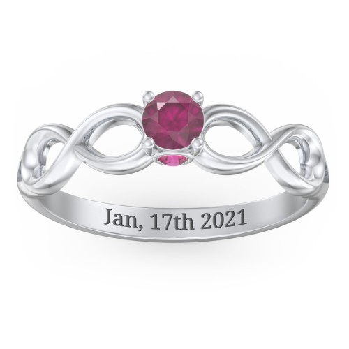 1/4 ct. Round Gemstone Infinity Peek-A-Boo Engagement Ring – Sterling Silver with Ruby