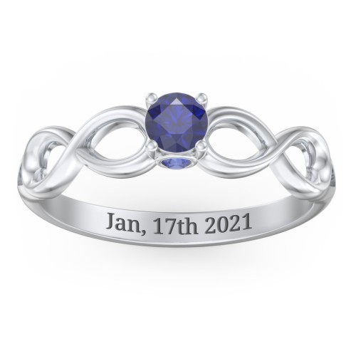 1/4 ct. Round Gemstone Infinity Peek-A-Boo Engagement Ring – Sterling Silver with Blue Sapphire