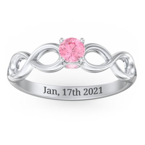 1/4 ct. Round Gemstone Infinity Peek-A-Boo Engagement Ring – Sterling Silver with Pink Tourmaline
