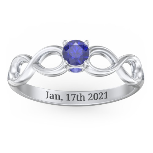 1/4 ct. Round Gemstone Infinity Peek-A-Boo Engagement Ring – Sterling Silver with Blue Sapphire