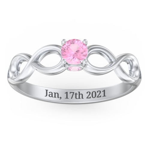 1/4 ct. Round Gemstone Infinity Peek-A-Boo Engagement Ring – Sterling Silver with Pink Tourmaline