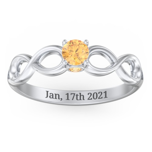 1/4 ct. Round Gemstone Infinity Peek-A-Boo Engagement Ring – Sterling Silver with Citrine