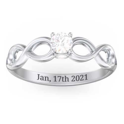 1/4 ct. Round Gemstone Infinity Peek-A-Boo Engagement Ring – Sterling Silver with White Sapphire and Cubic Zirconia