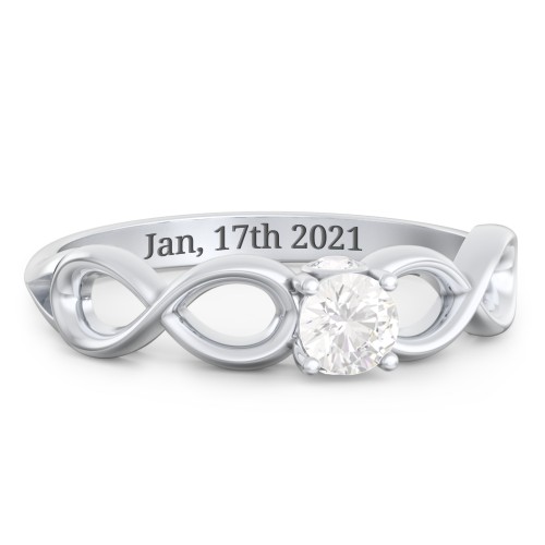 1/4 ct. Round Gemstone Infinity Peek-A-Boo Engagement Ring – Sterling Silver with Cubic Zirconia