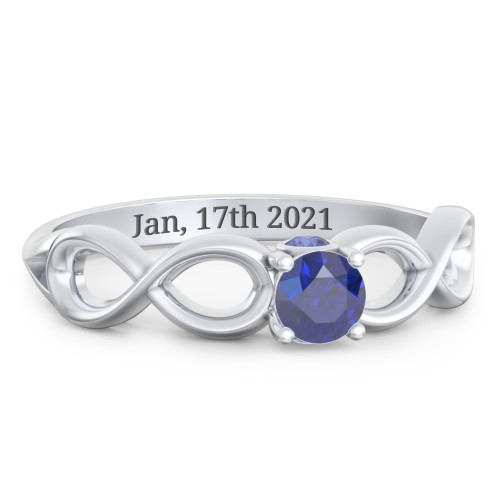 1/4 ct. Round Gemstone Infinity Peek-A-Boo Engagement Ring – Sterling Silver with Blue Sapphire