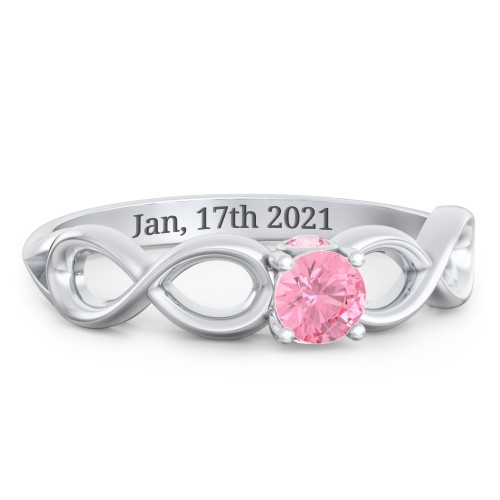 1/4 ct. Round Gemstone Infinity Peek-A-Boo Engagement Ring – Sterling Silver with Pink Tourmaline