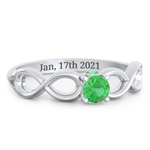 1/4 ct. Round Gemstone Infinity Peek-A-Boo Engagement Ring – Sterling Silver with Emerald