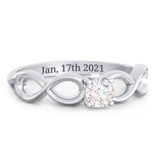 1/4 ct. Round Gemstone Infinity Peek-A-Boo Engagement Ring – Sterling Silver with White Sapphire and Cubic Zirconia