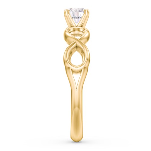 1/3 ct. Round Gemstone Infinity Engagement Ring – 10K Yellow Gold with White Premium Zirconia