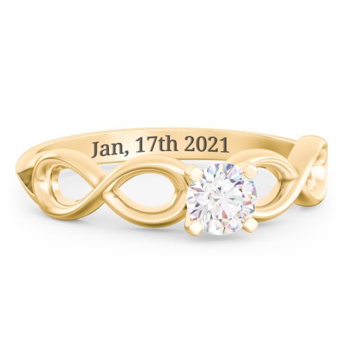 1/3 ct. Round Gemstone Infinity Engagement Ring – 10K Yellow Gold with White Premium Zirconia