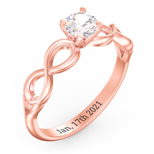 1/2 ct. Round Gemstone Infinity Engagement Ring – 10K Rose Gold with Cubic Zirconia