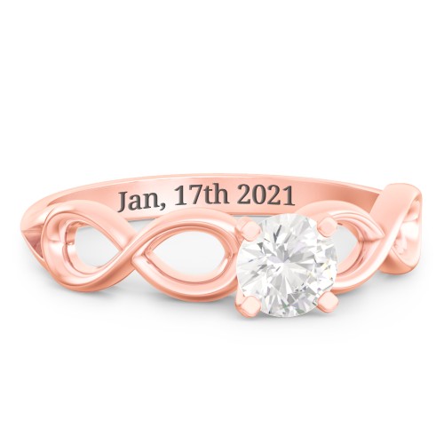 1/2 ct. Round Gemstone Infinity Engagement Ring – 10K Rose Gold with Cubic Zirconia