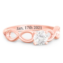 1/2 ct. Round Gemstone Infinity Engagement Ring in 10K Solid Rose Gold with White Premium Zirconia