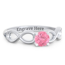 1/2 ct. Round Gemstone Infinity Engagement Ring in 925 Sterling Silver with Pink Tourmaline