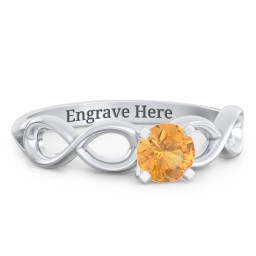 1/2 ct. Round Gemstone Infinity Engagement Ring in 925 Sterling Silver with Citrine