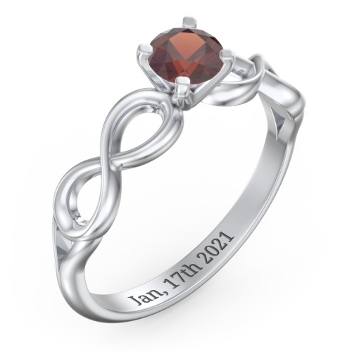 1/2 ct. Round Gemstone Infinity Engagement Ring – Sterling Silver with Garnet