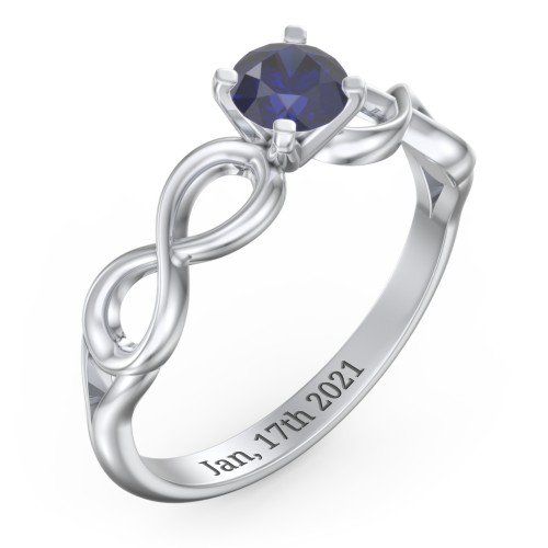1/2 ct. Round Gemstone Infinity Engagement Ring – Sterling Silver with Blue Sapphire