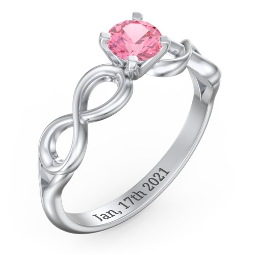 1/2 ct. Round Gemstone Infinity Engagement Ring – Sterling Silver with Pink Tourmaline