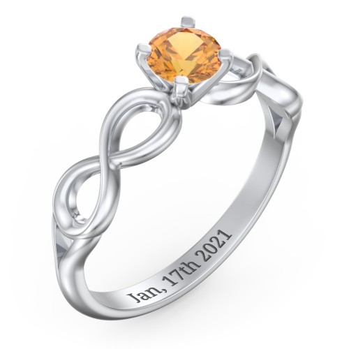 1/2 ct. Round Gemstone Infinity Engagement Ring – Sterling Silver with Citrine