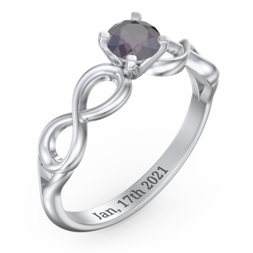 1/2 ct. Round Gemstone Infinity Engagement Ring – Sterling Silver with Alexandrite