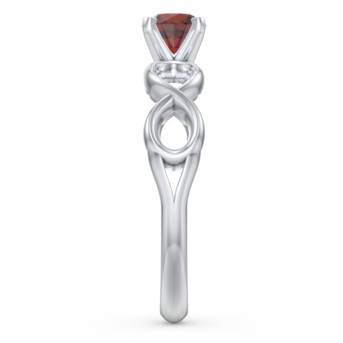 1/2 ct. Round Gemstone Infinity Engagement Ring – Sterling Silver with Garnet