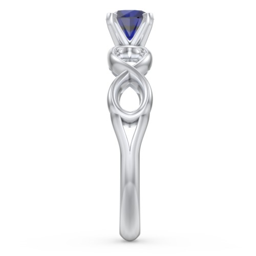 1/2 ct. Round Gemstone Infinity Engagement Ring – Sterling Silver with Blue Sapphire