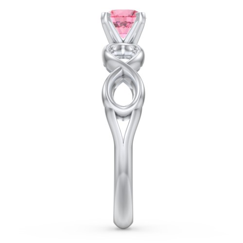 1/2 ct. Round Gemstone Infinity Engagement Ring – Sterling Silver with Pink Tourmaline