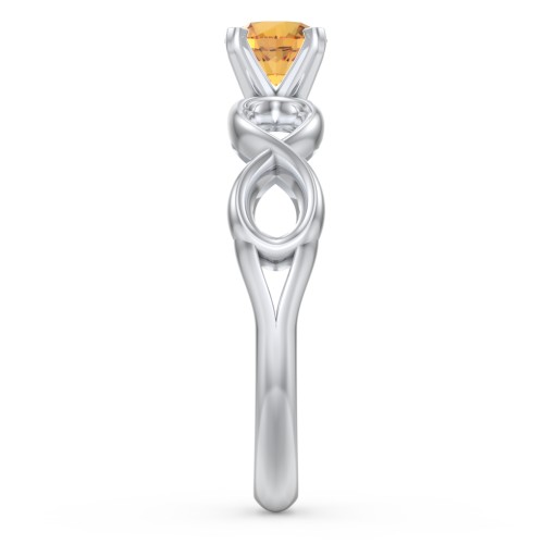 1/2 ct. Round Gemstone Infinity Engagement Ring – Sterling Silver with Citrine