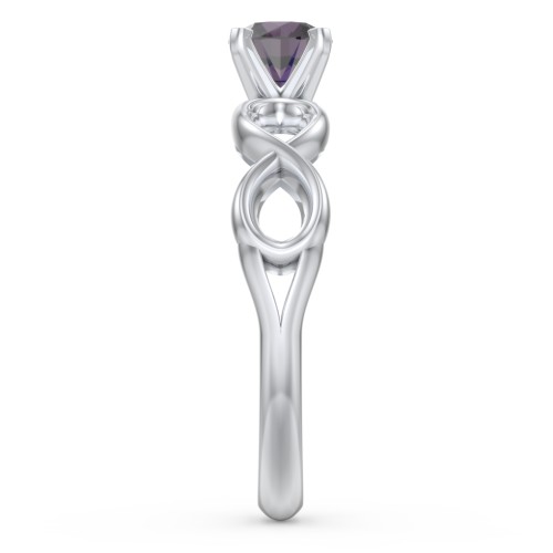 1/2 ct. Round Gemstone Infinity Engagement Ring – Sterling Silver with Alexandrite