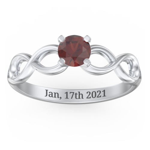 1/2 ct. Round Gemstone Infinity Engagement Ring – Sterling Silver with Garnet