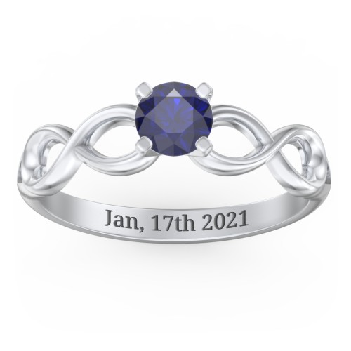 1/2 ct. Round Gemstone Infinity Engagement Ring – Sterling Silver with Blue Sapphire